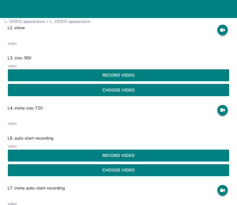 VIDEO question type appearance variants